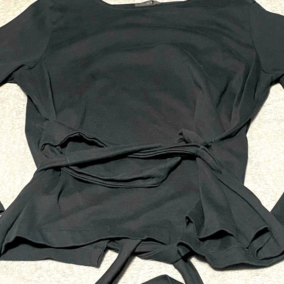 J.Crew black belted cross back top size large - Picture 3 of 11